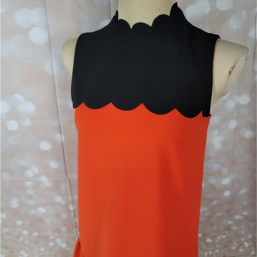 VICTORIA BECKHAM x TARGET Colorblock Scalloped Drop Waist Mini Dress Mod Sz: S - Picture 8 of 16